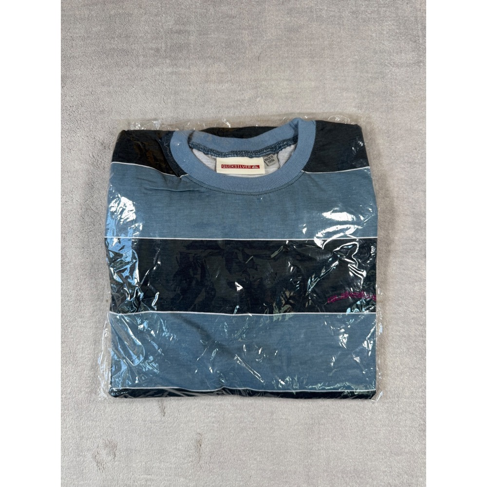 Vintage Quiksilver Shirt Mens Size Medium Blue Striped Surf Skater Y2K NWT